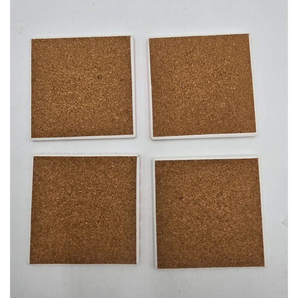 Disney Mickey Minnie Mouse‎ Ceramic Coaster Set of 4 Red Cork Backing
